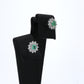 Colombian Emerald Earrings (1 pair): 0.65 ct tw Emeralds, 0.60 ct tw Diamonds, 14K White Gold