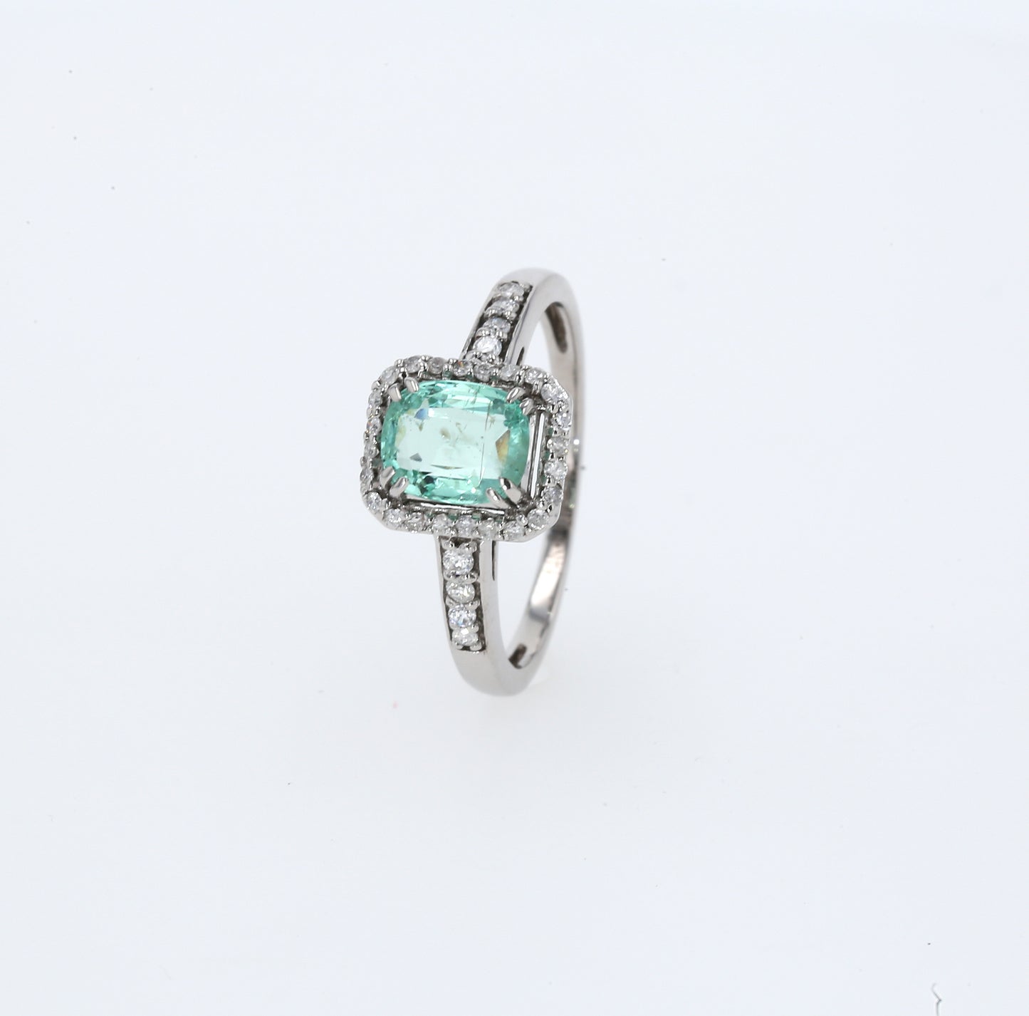 Colombian Emerald Ring: 1.05 ct tw Emeralds, 0.35 ct tw Diamonds, 14K White Gold