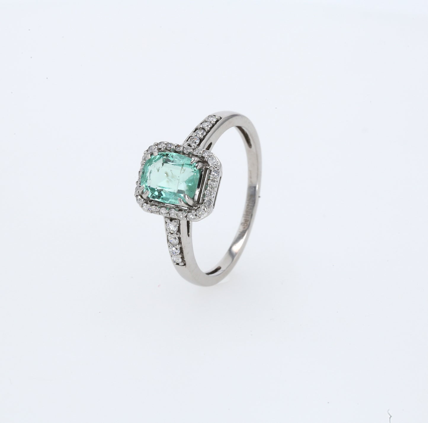 Colombian Emerald Ring: 1.05 ct tw Emeralds, 0.35 ct tw Diamonds, 14K White Gold