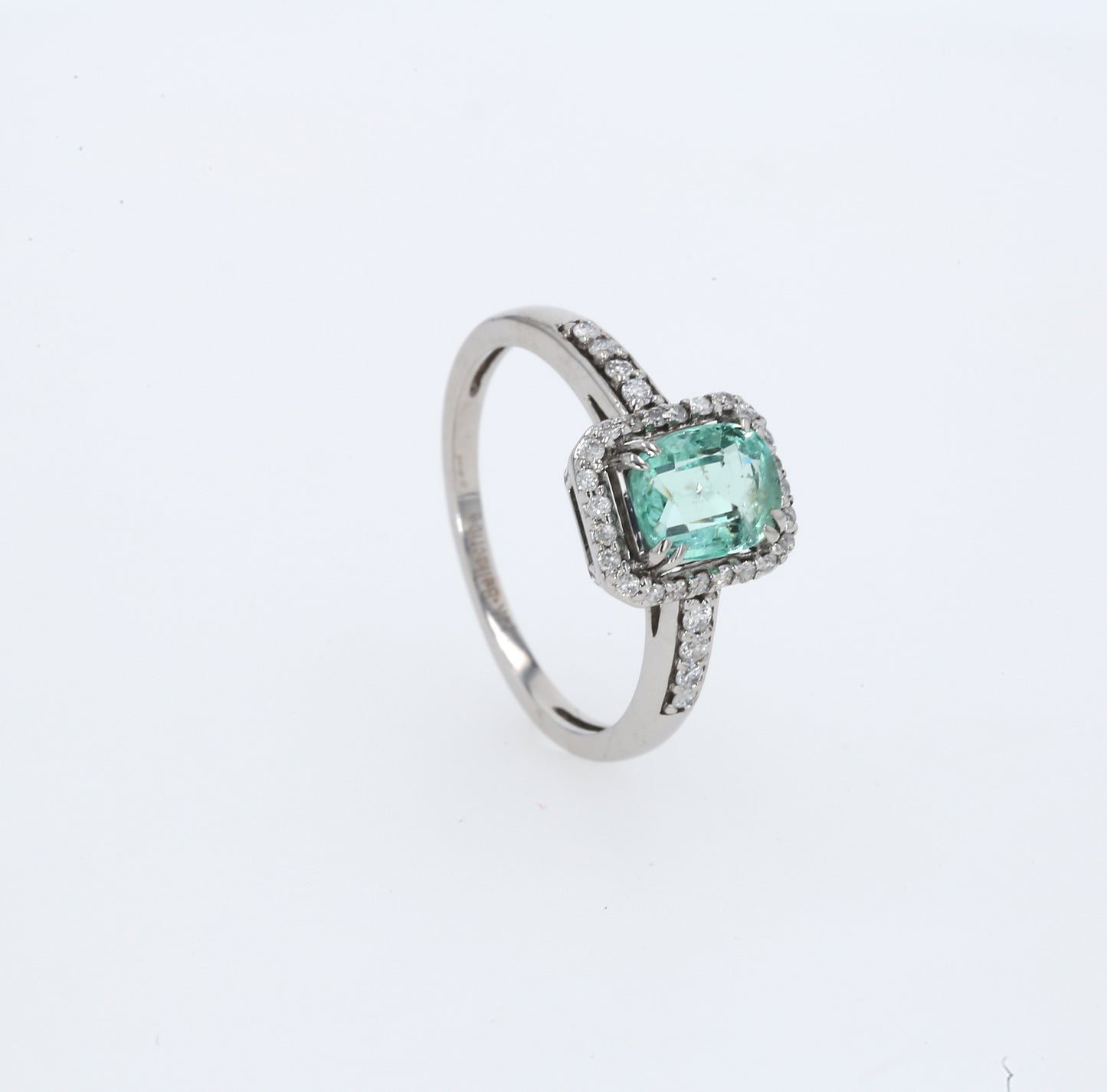 Colombian Emerald Ring: 1.05 ct tw Emeralds, 0.35 ct tw Diamonds, 14K White Gold