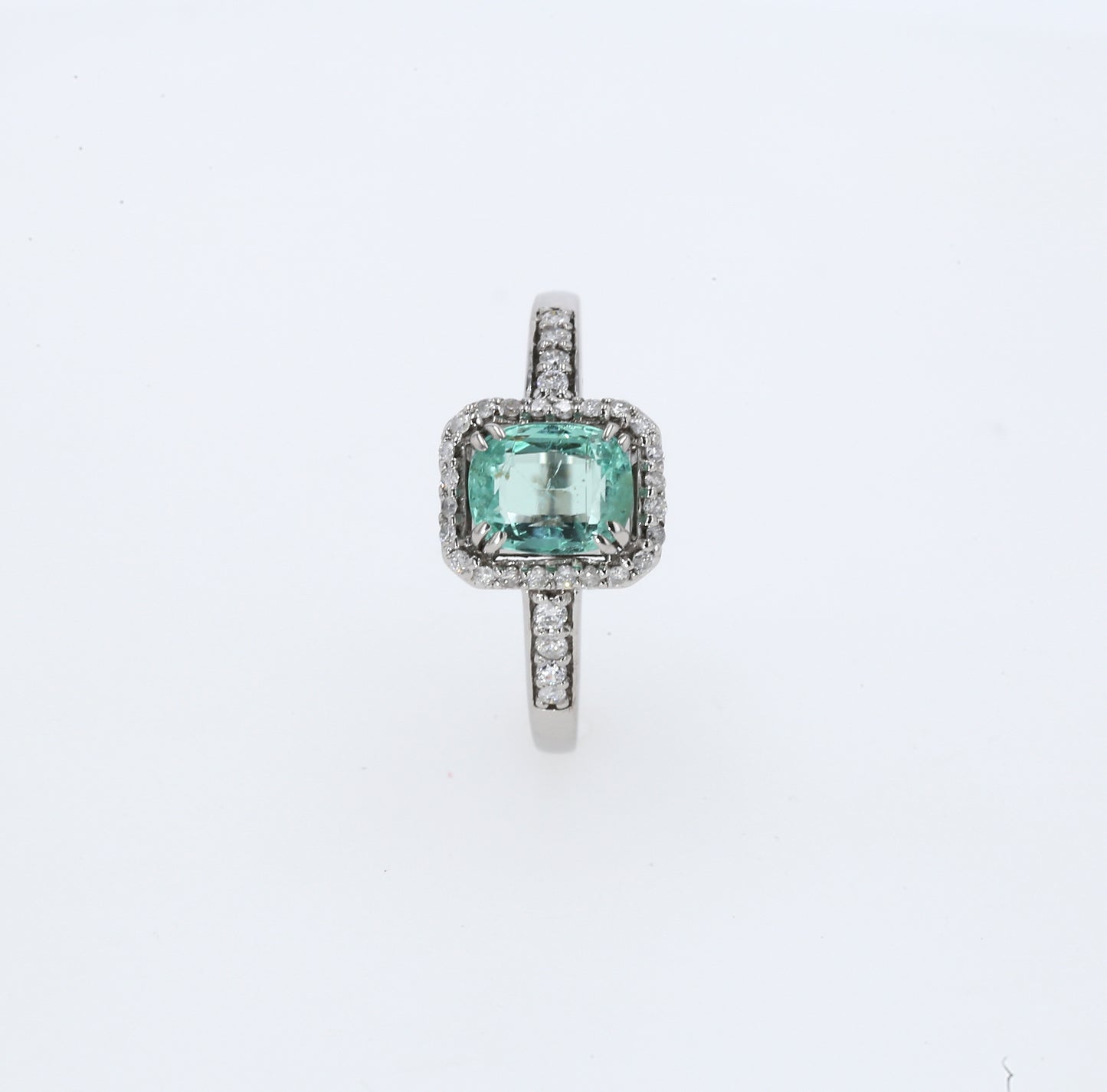 Colombian Emerald Ring: 1.05 ct tw Emeralds, 0.35 ct tw Diamonds, 14K White Gold