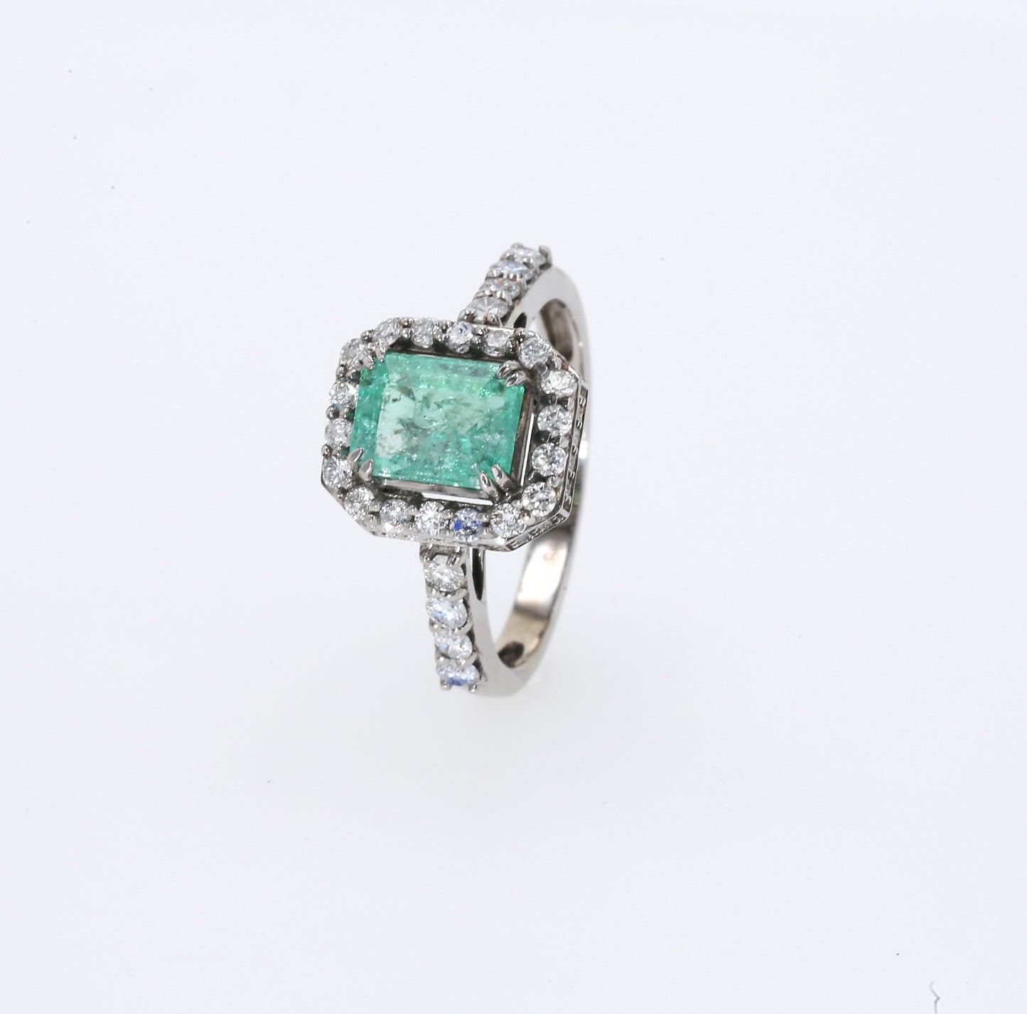 Colombian Emerald Ring: 1.50 ct tw Emeralds, 0.75 ct tw Diamonds, 14K White Gold