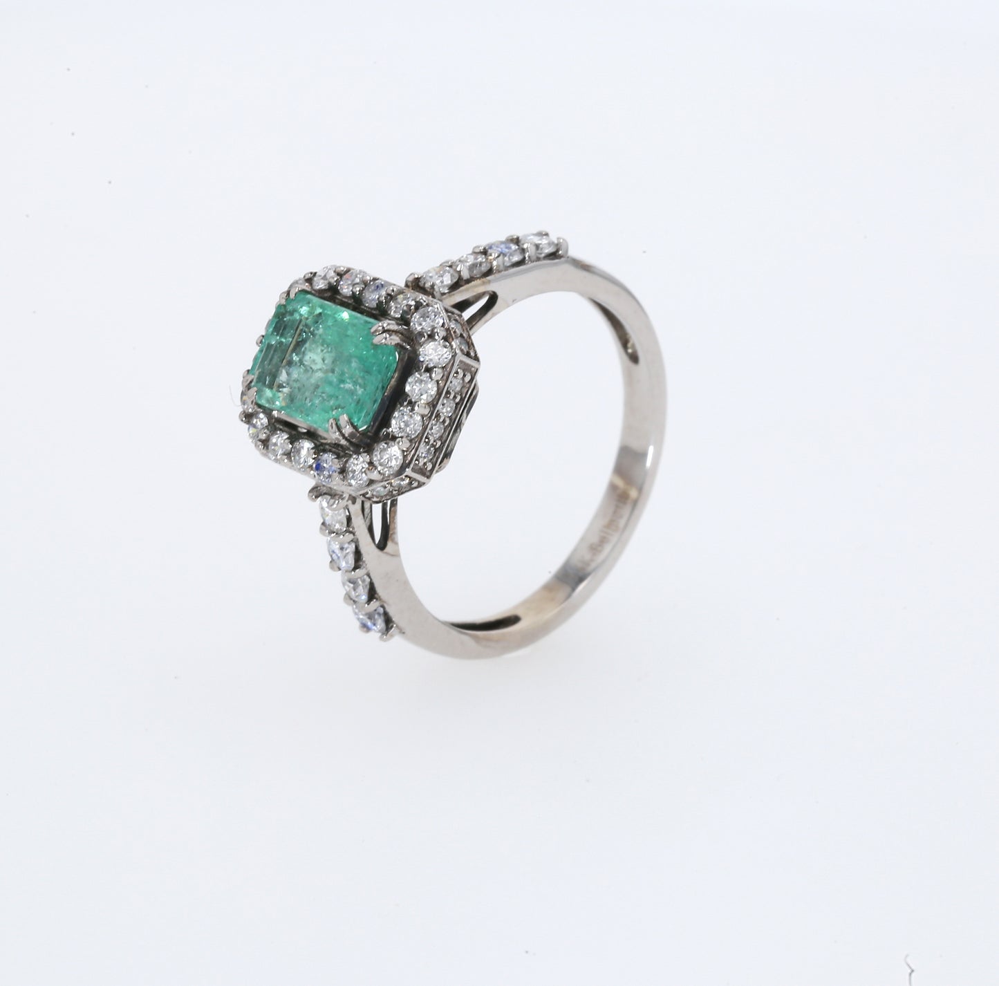 Colombian Emerald Ring: 1.50 ct tw Emeralds, 0.75 ct tw Diamonds, 14K White Gold