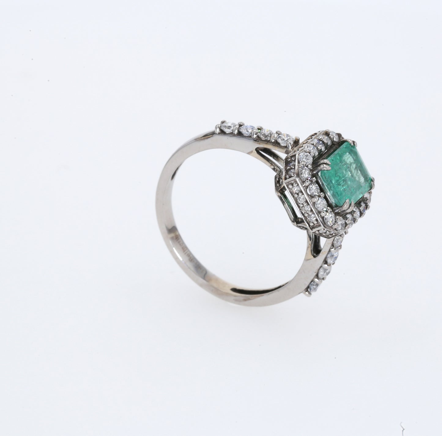 Colombian Emerald Ring: 1.50 ct tw Emeralds, 0.75 ct tw Diamonds, 14K White Gold