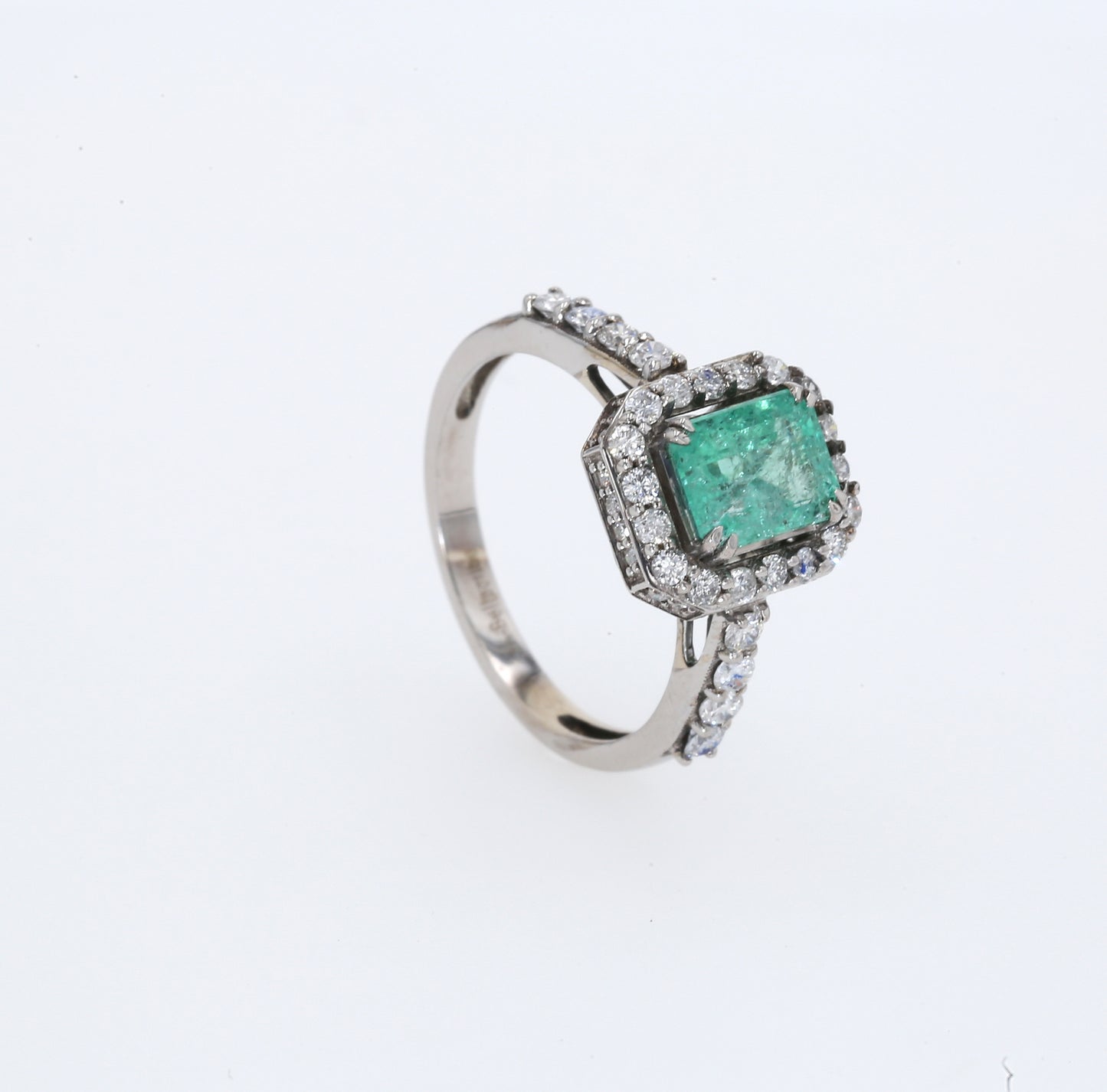 Colombian Emerald Ring: 1.50 ct tw Emeralds, 0.75 ct tw Diamonds, 14K White Gold