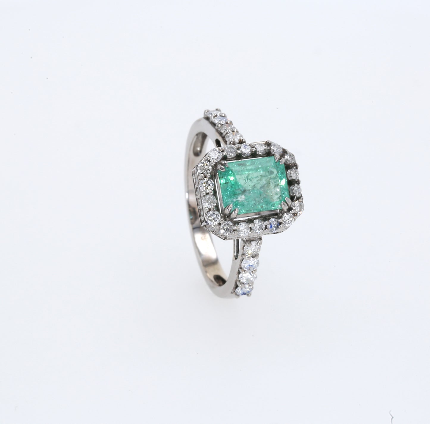 Colombian Emerald Ring: 1.50 ct tw Emeralds, 0.75 ct tw Diamonds, 14K White Gold