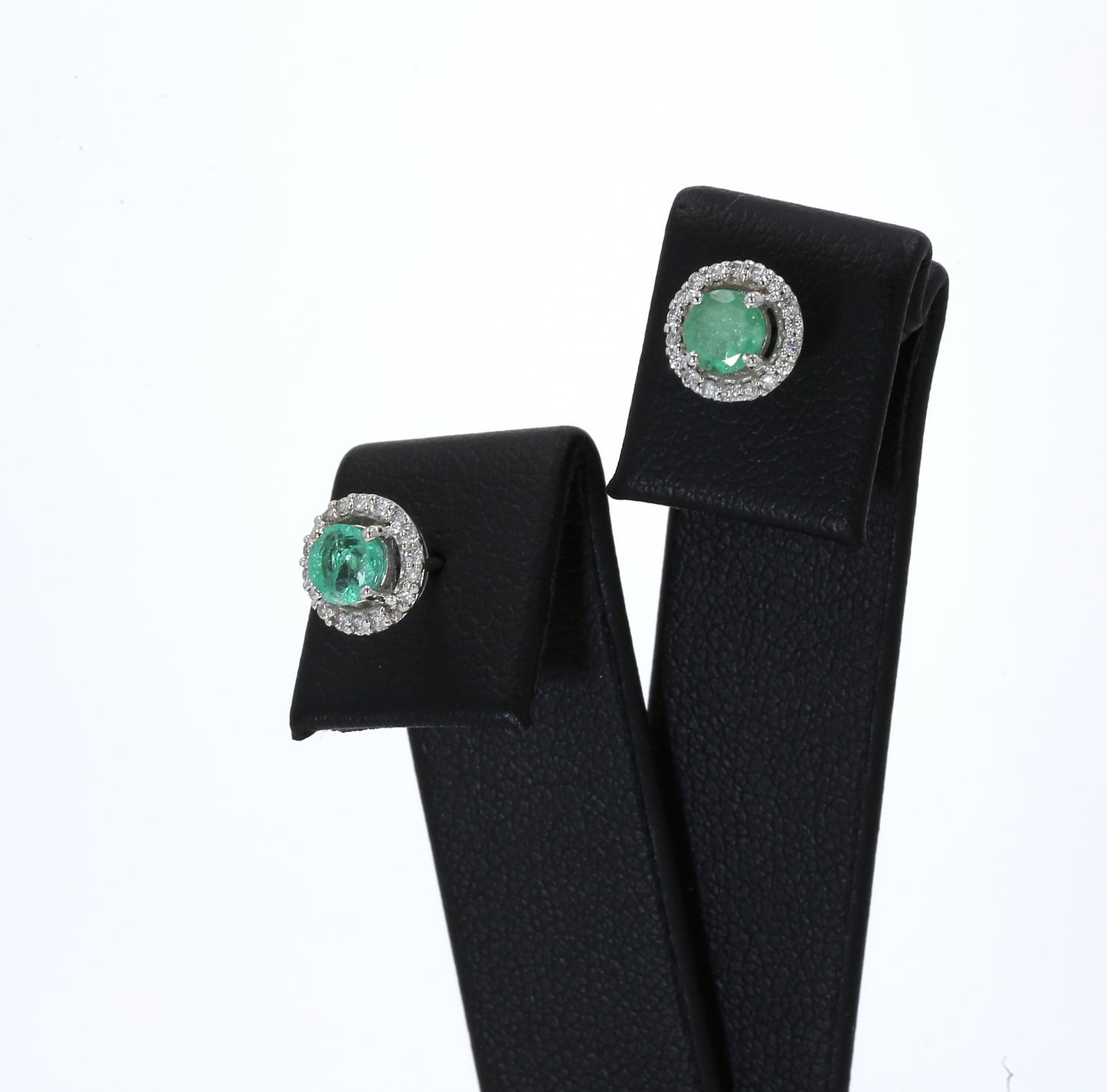 Colombian Emerald Earrings (1 pair): 0.60 ct tw Emeralds, 0.40ct tw Diamonds, 14K White Gold