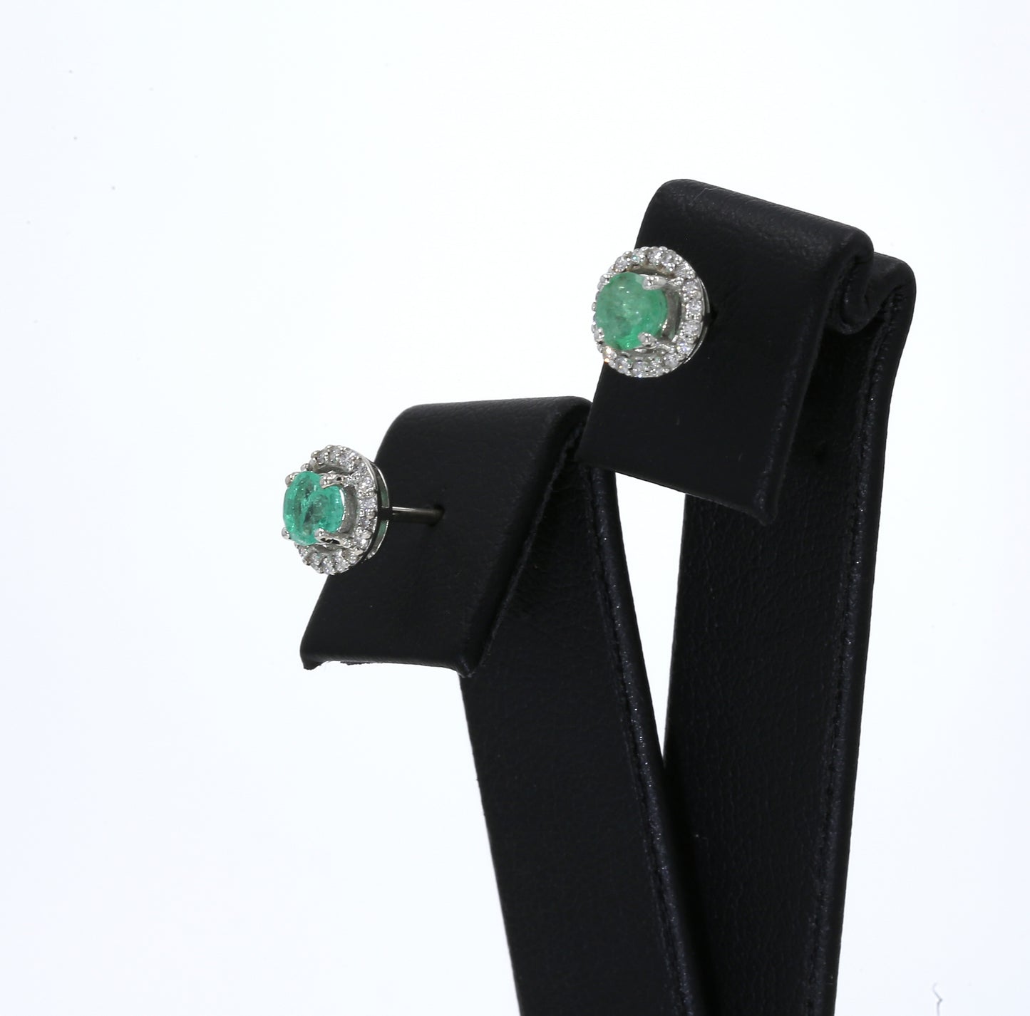 Colombian Emerald Earrings (1 pair): 0.60 ct tw Emeralds, 0.40ct tw Diamonds, 14K White Gold