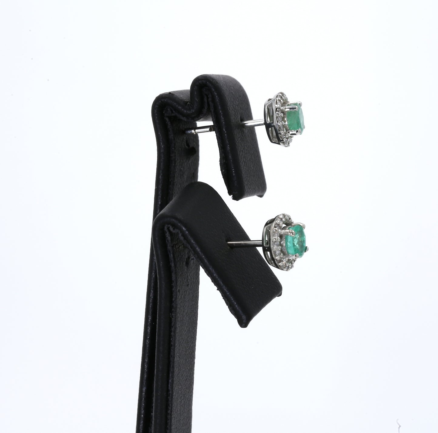 Colombian Emerald Earrings (1 pair): 0.60 ct tw Emeralds, 0.40ct tw Diamonds, 14K White Gold